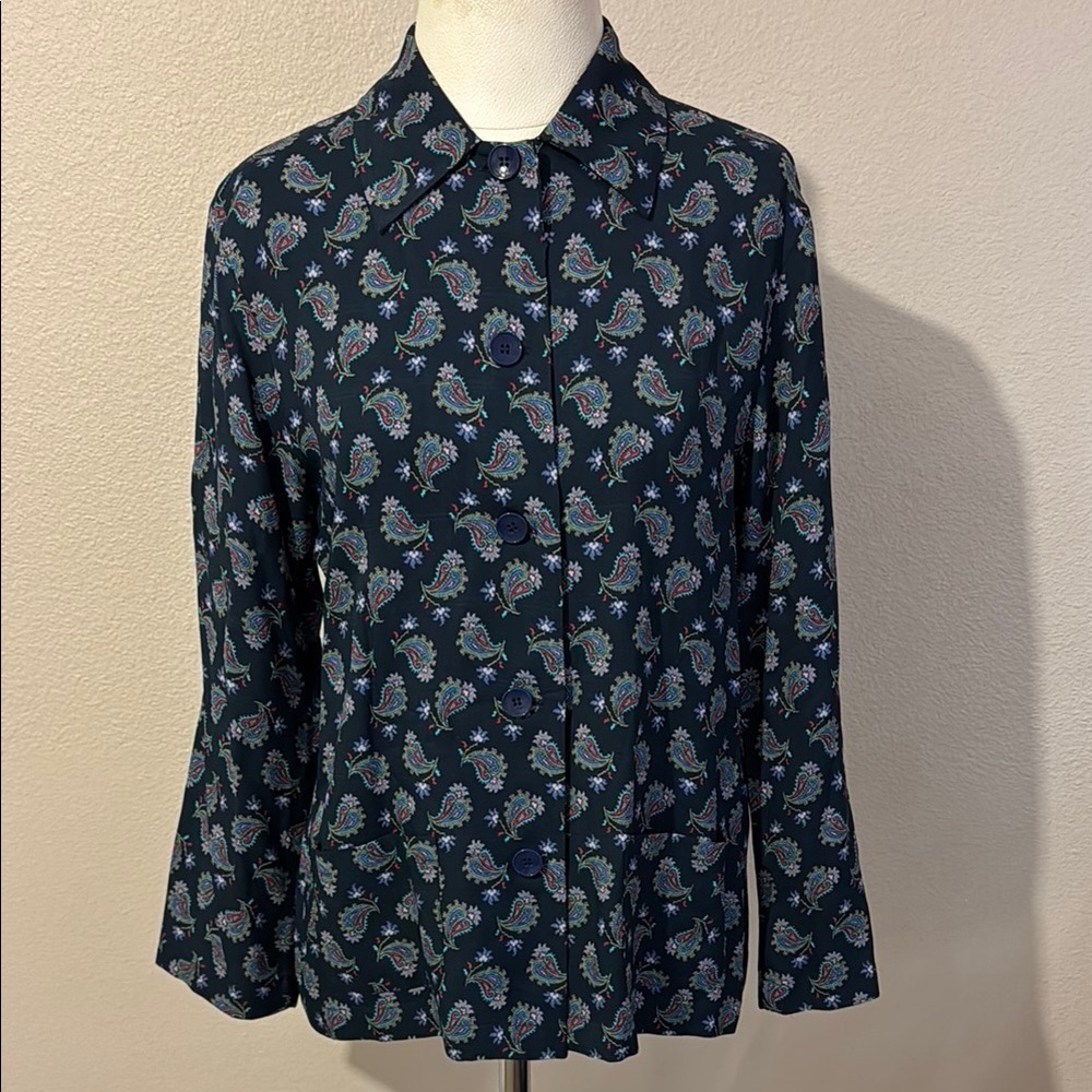 Etro Paisley Blue Button Down Shirt with Notched Collar